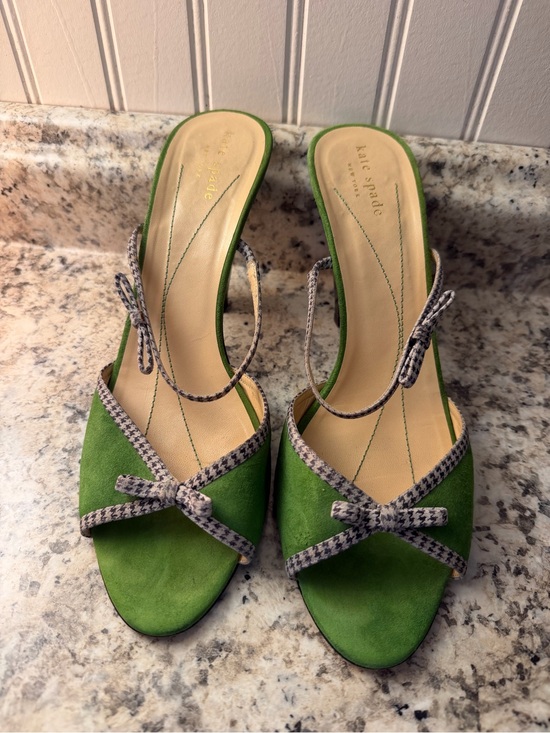 kate spade Shoes - Vintage Kate Spade New York Green Suede Houndstooth Bow Made in Italy 🇮🇹